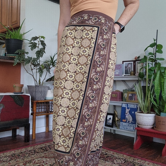 90s Y2K Earth tones scarf Skirt Size 12 - Picture 3 of 8